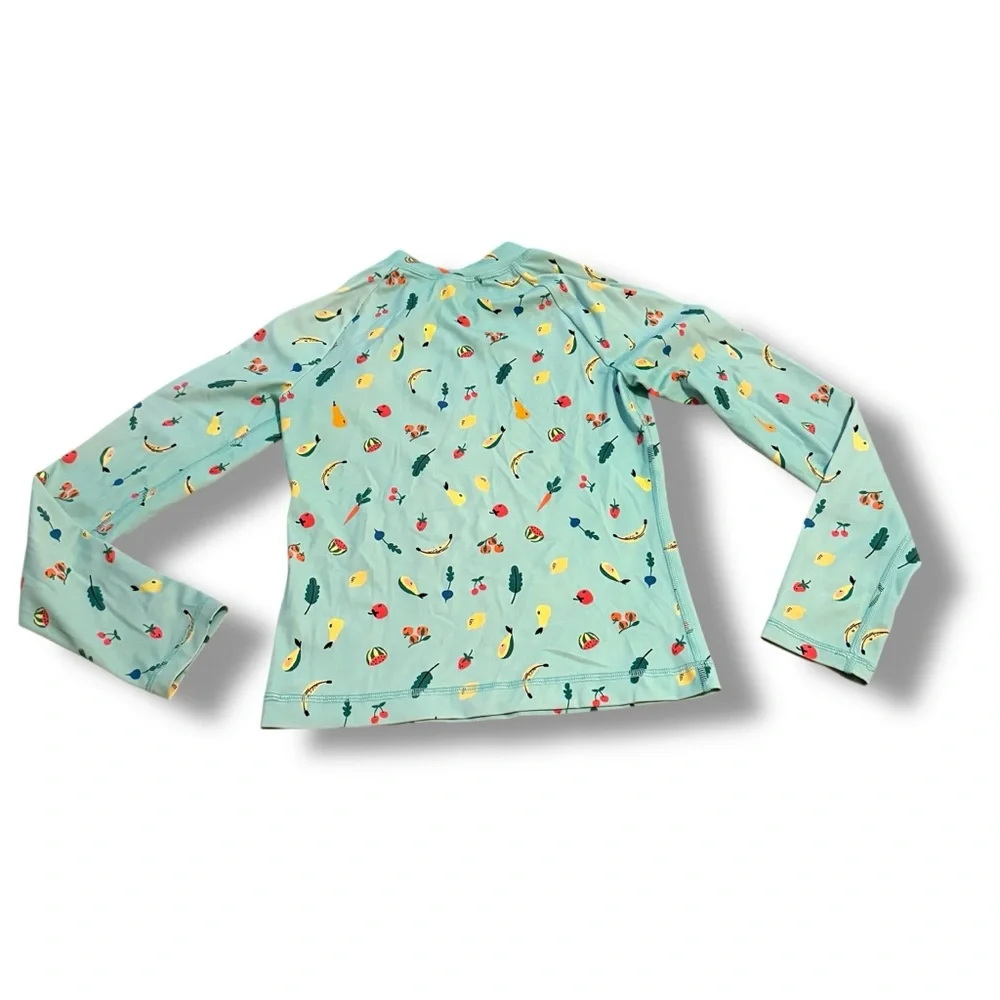 Hanna Andersson Rash Guard Kids’ Size 12 Tidepool Blue‎ Fruit Print Long Sleeve